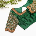 Green  hand embroidery bridal blouse
