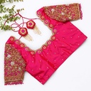 Fall in love with the timeless elegance of this stunning Dark Pink embroidery bridal blouse!