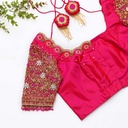 Fall in love with the timeless elegance of this stunning Dark Pink embroidery bridal blouse!