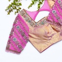 Elegance meets perfection! Introducing our stunning, one-of-a-kind pink color customized bridal blouse