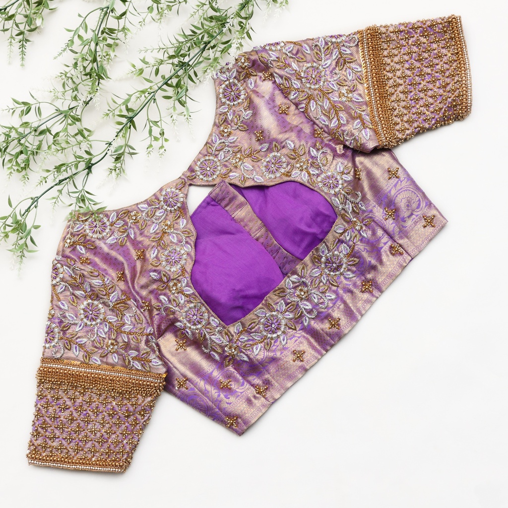 Purple color customized bridal blouse