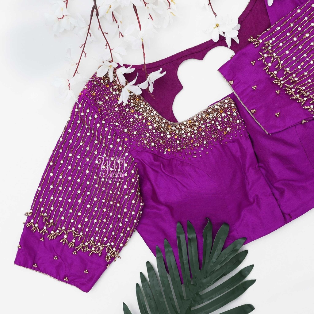 Magenta vertical line stardust bridal