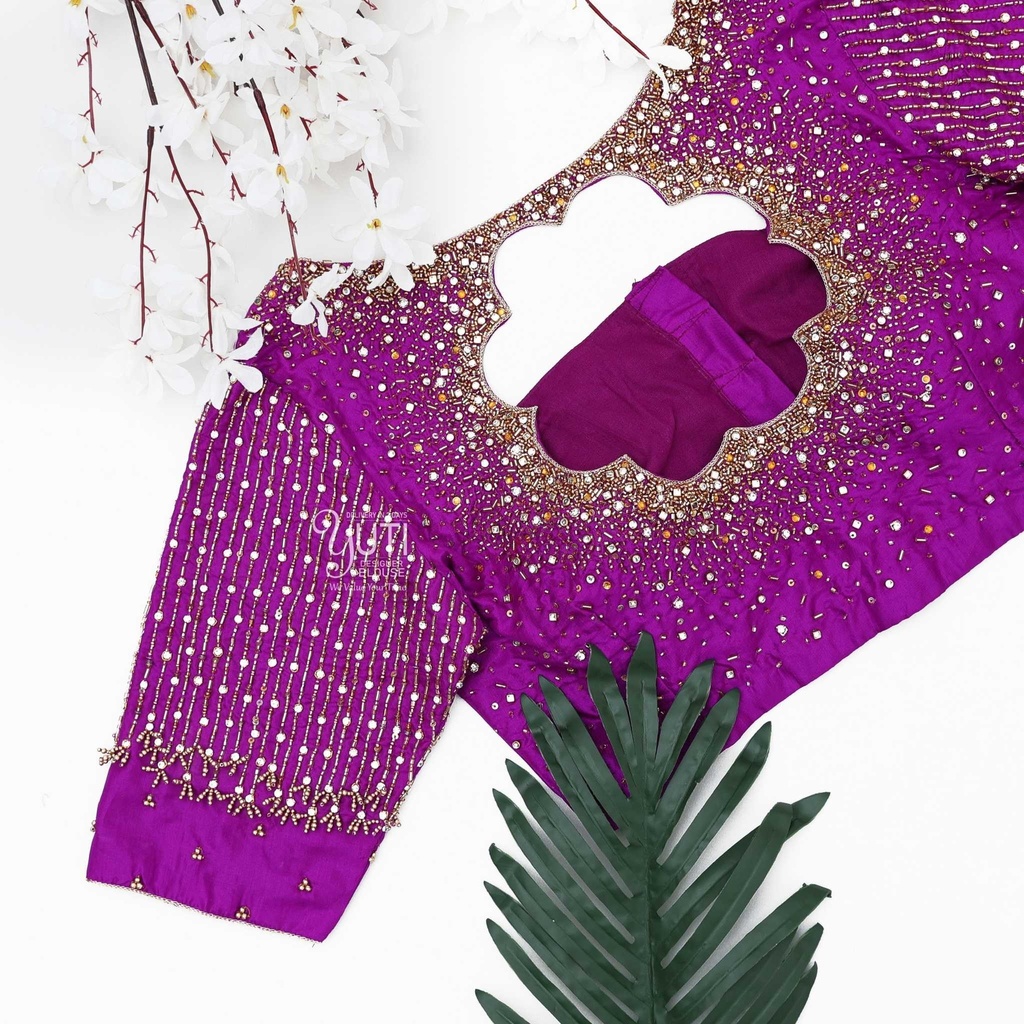 magenta-vertical-line-stardust-bridal-blouse3