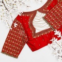 Red checked floral bridal blouse
