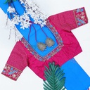Pink creeped floral bridal blouse