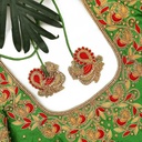 Green blouse with contrast peacock
