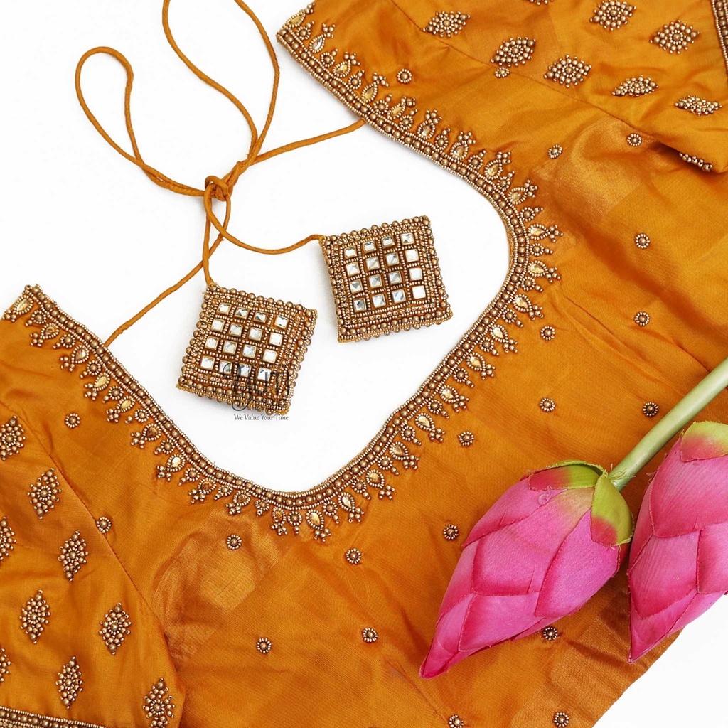 Orange blouse with kundan
