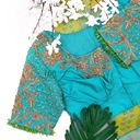 Sea blue with floral and line