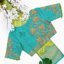 Sea blue with floral and line