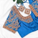 Blue scattered floral bridal blouse