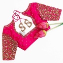 Pink minimalistic floral bridal blouse