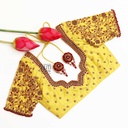 Yellow creeped floral bridal blouse
