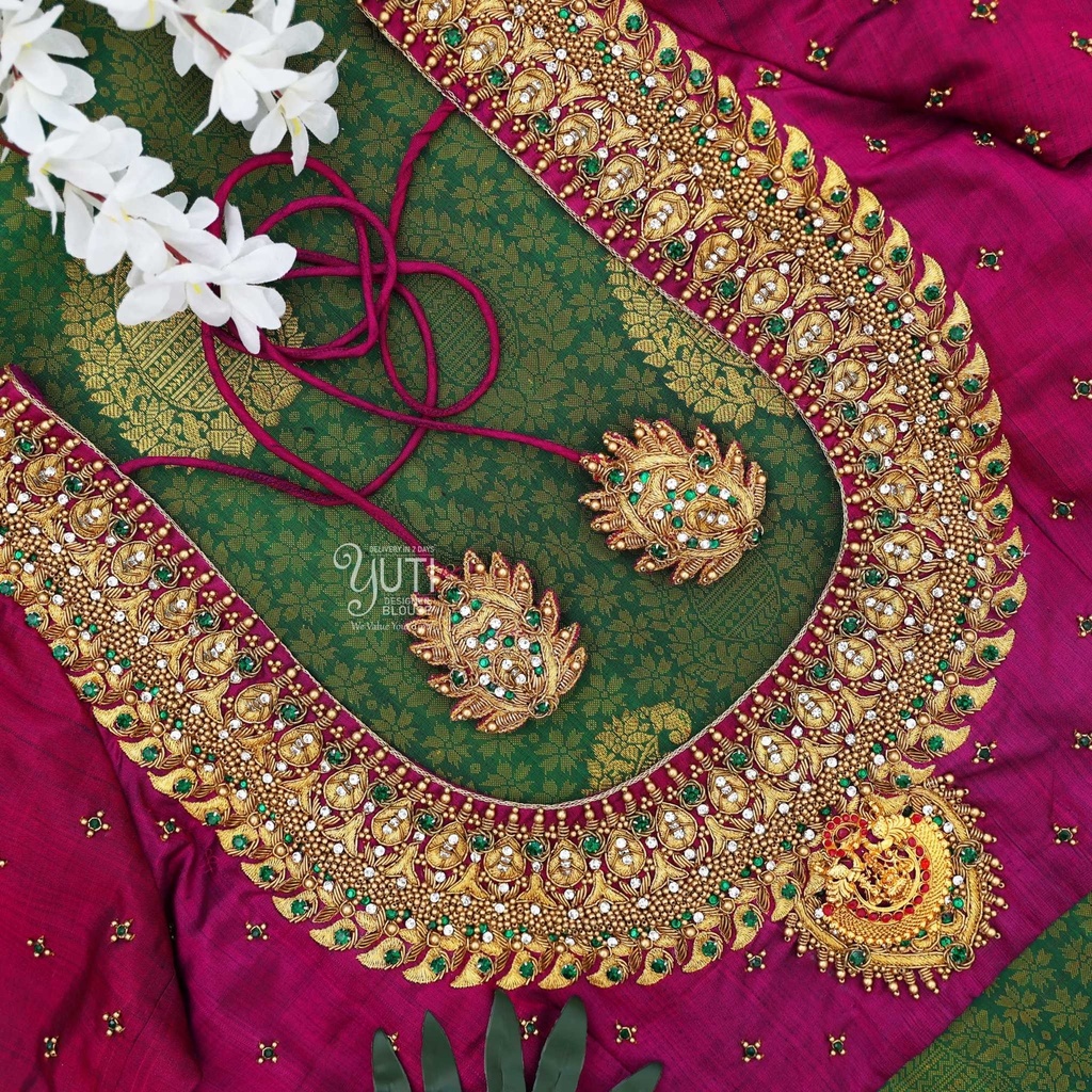 Magenta heavy lakshmi pendant bridal