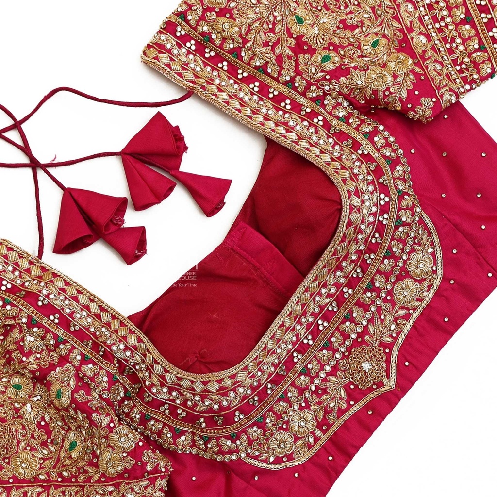Red floral bridal blouse