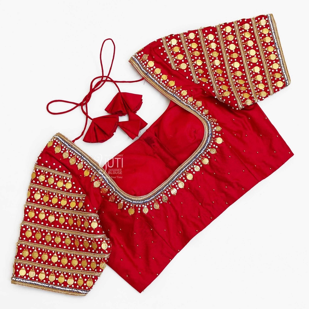 red-lakshmi-coin-bridal-blouse-by-yuti-designer 3