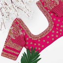 Pink embossed peacock bridal blouse