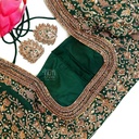 Dark green creeped floral bridal blouse