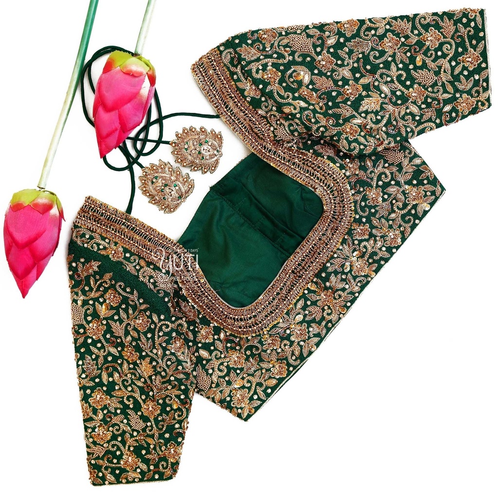 dark-green-creeped-floral-bridal-blouse-by-yuti-designer-3
