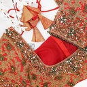 Orange creeped mango bridal blouse