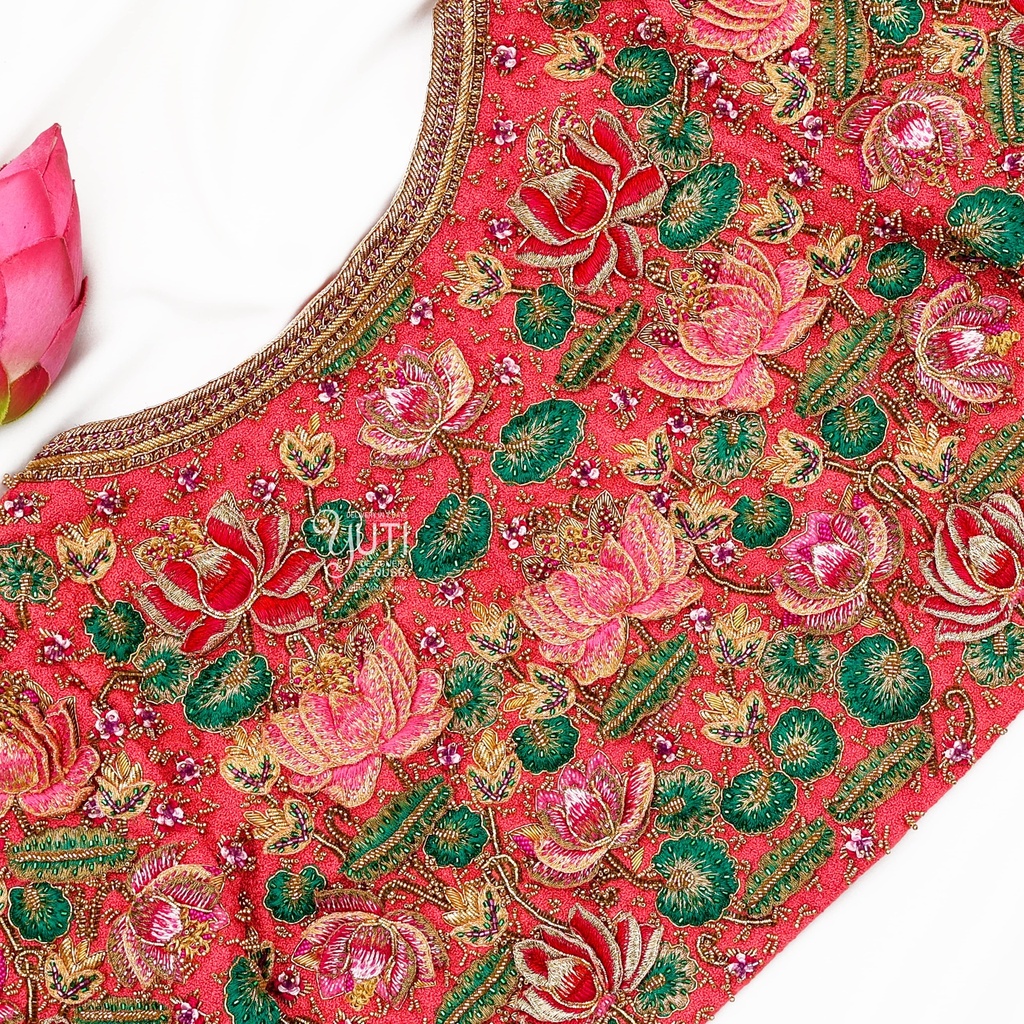 Orange 3d lotus bridal blouse