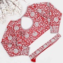 Red blouse with silver floral design