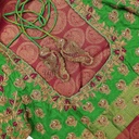 Green blouse with contrast leaf design