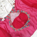Pink floral thread work