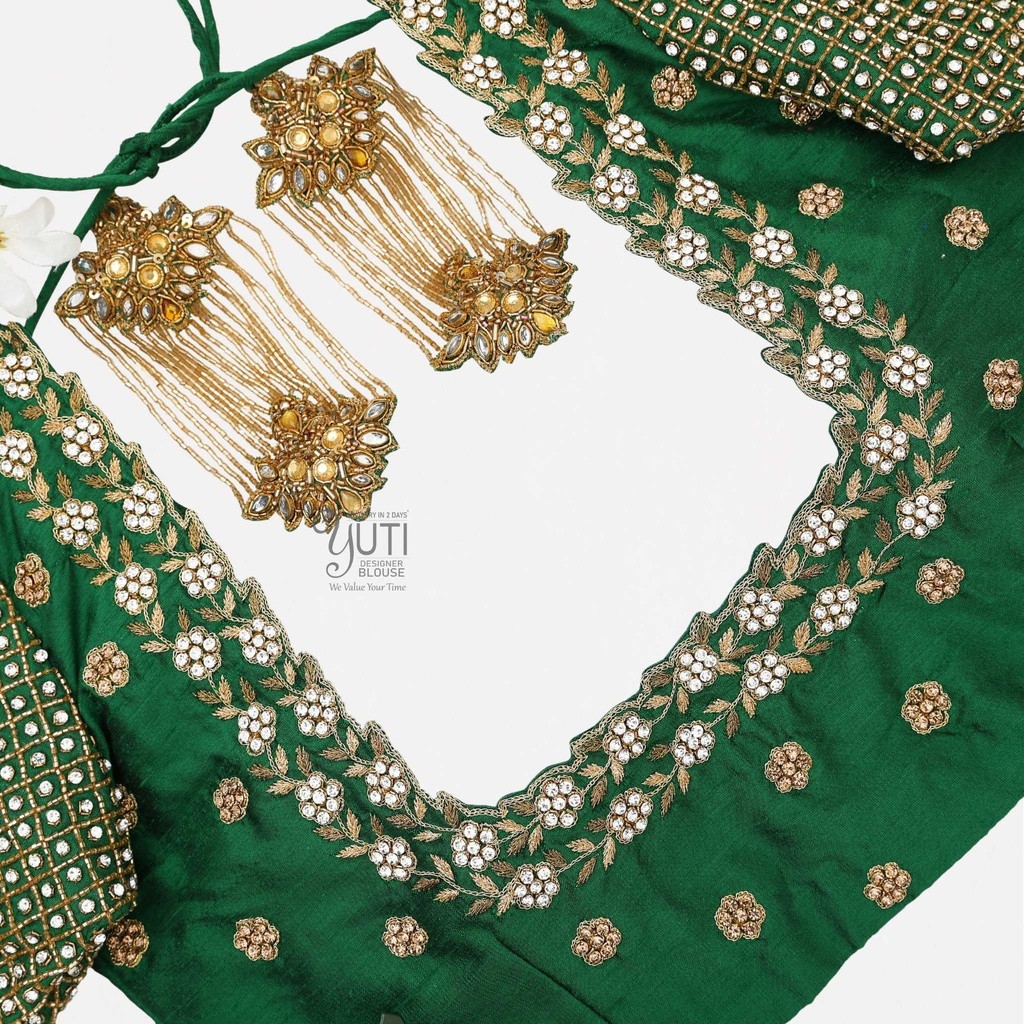 green-checked-peacock-motif-bridal-blouse1