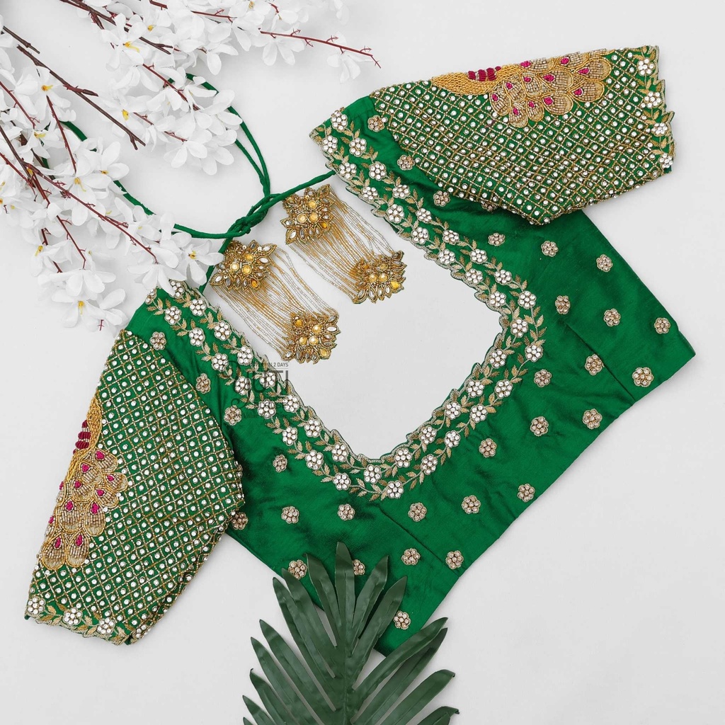 green-checked-peacock-motif-bridal-blouse3