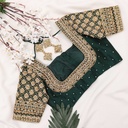 dark green checked motif bridal blouse