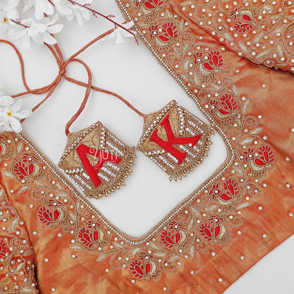 Peacock with coin work bridal blouse