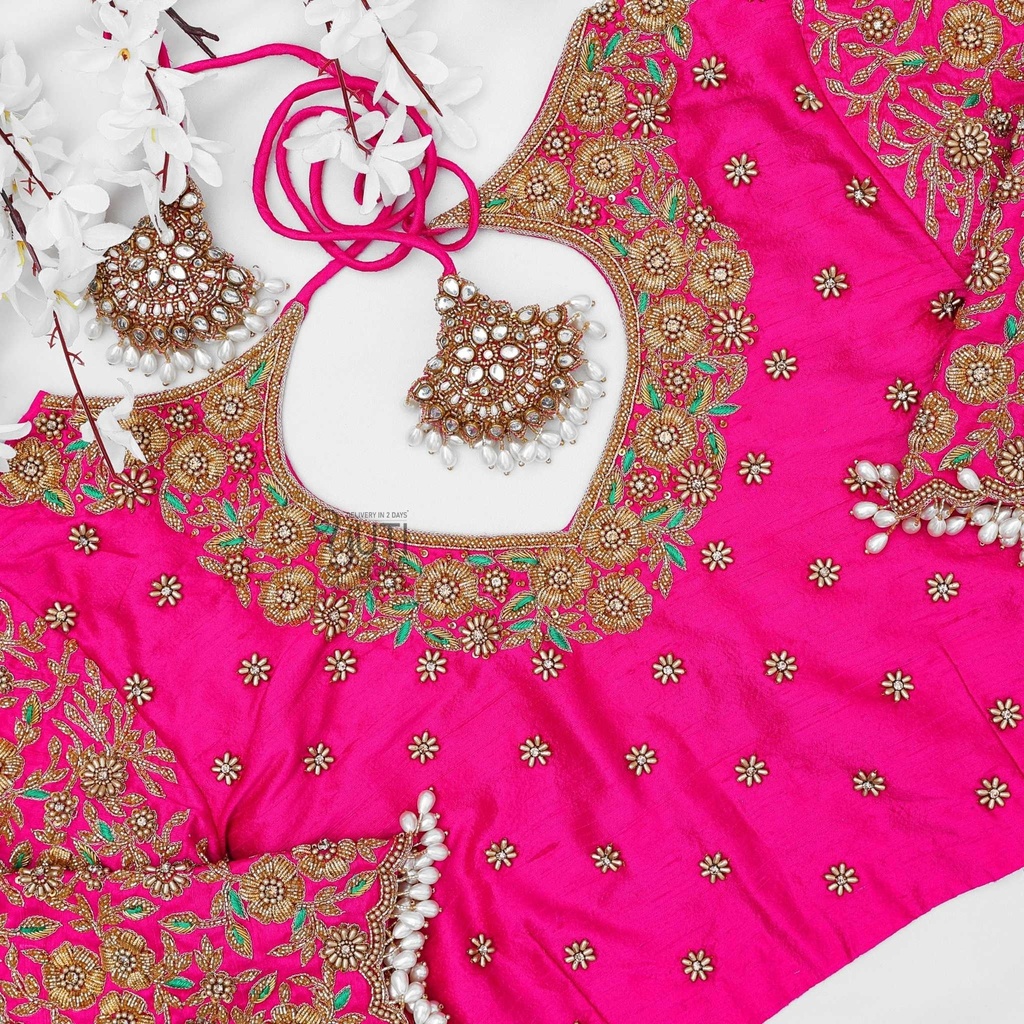 Floral design with sleeve hangings blouse