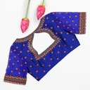 Blue checked floral bridal blouse