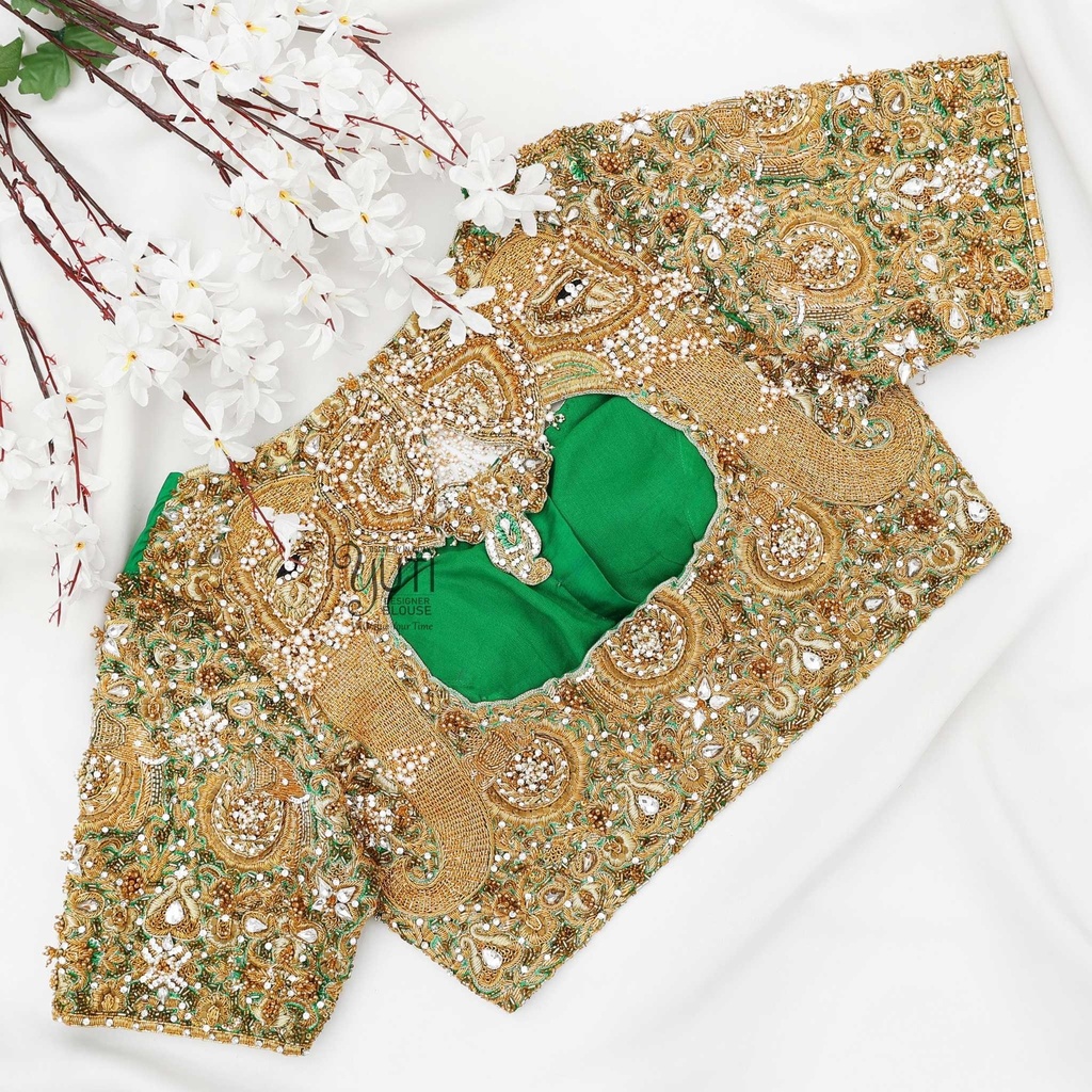 green-elephant-with-hanging-bridal-blouse-3