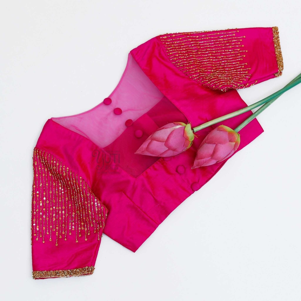 Pink vertical line bridal blouse