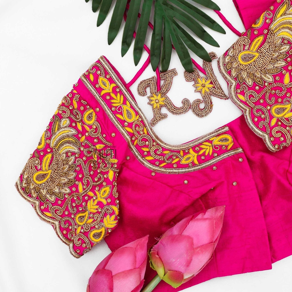 Pink peacock bridal blouse