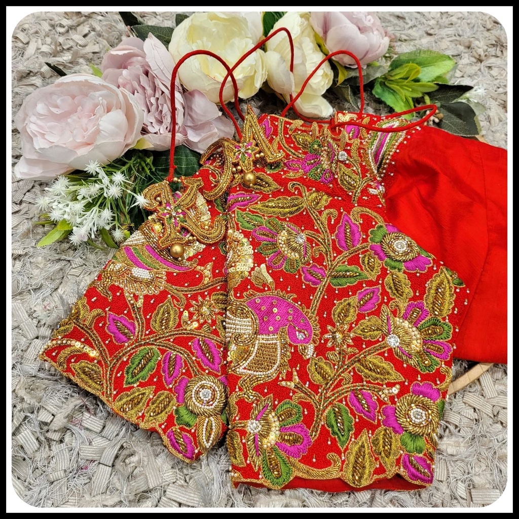 red floral with annam design