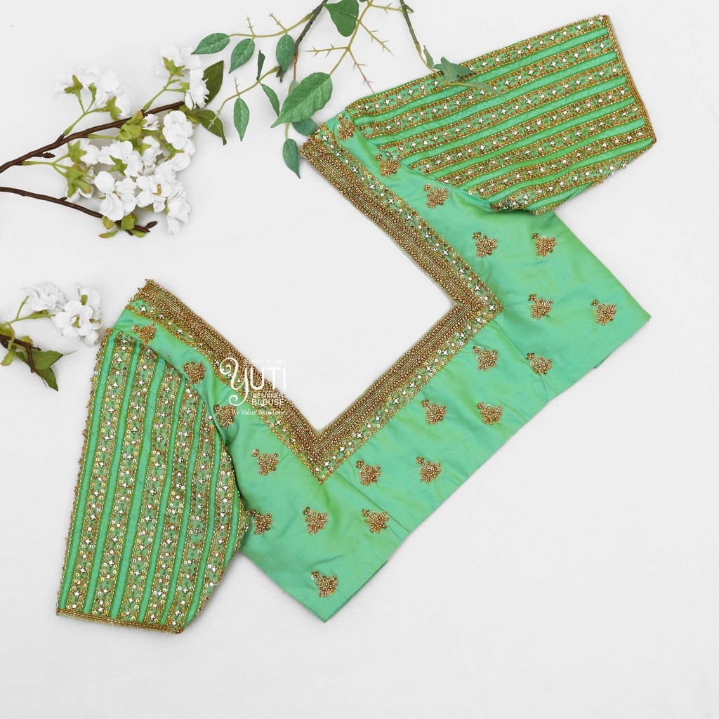 Pistha green vertical line bridal design