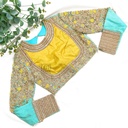 Blue and Yellow Kundan work bridal blouse
