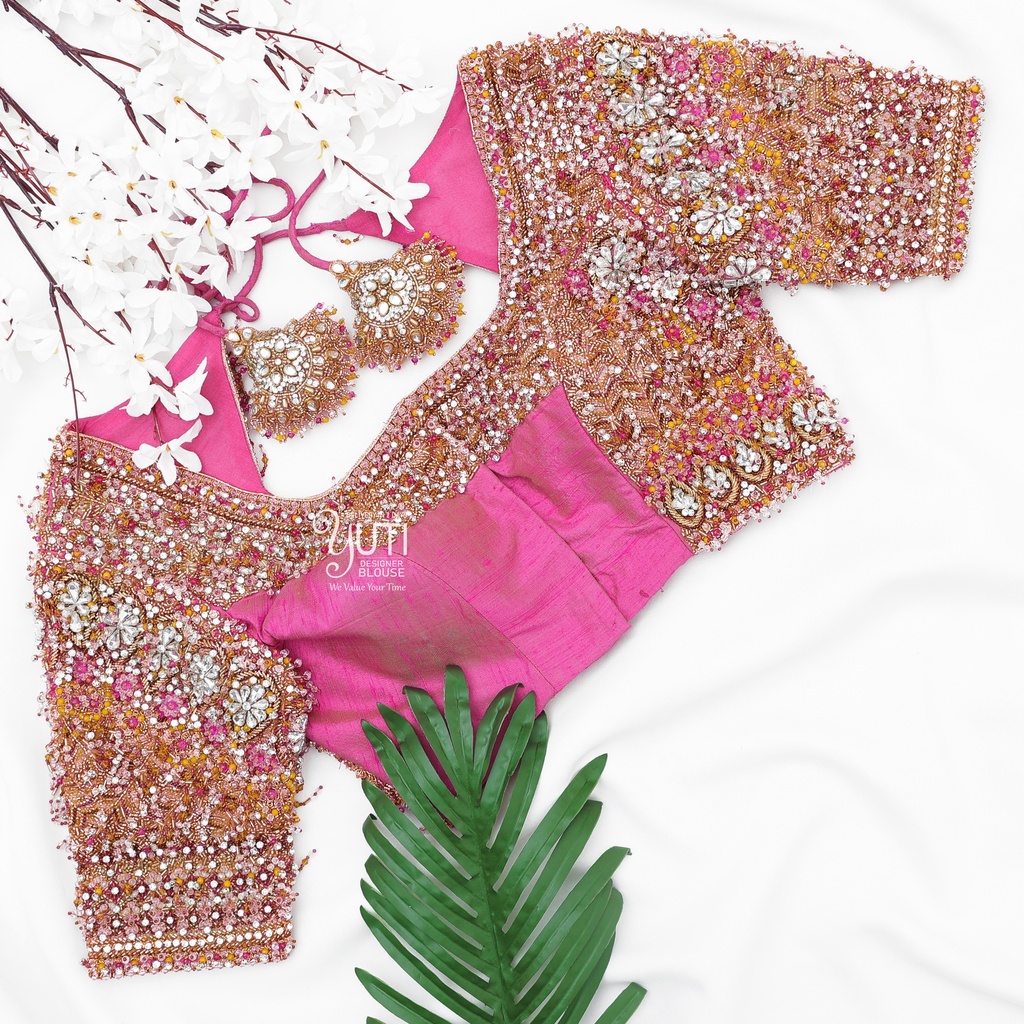 Pink Crystal Bridal Blouse