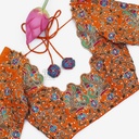 Orange peacock and creeper design blouse