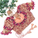 Peach wrap around blouse with gem hangings
