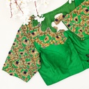 Green Peacock and elephant Blouse