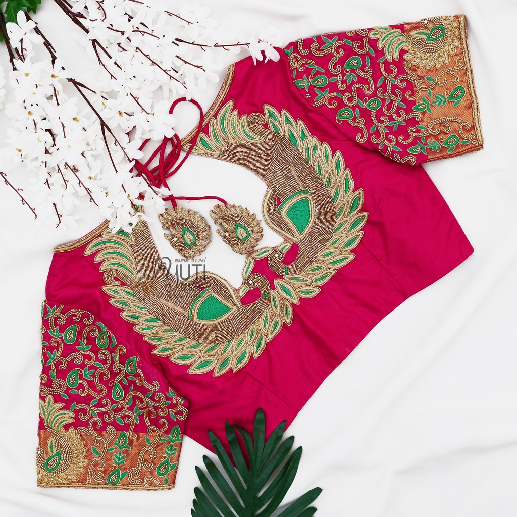 Pink Peacock Bridal blouse