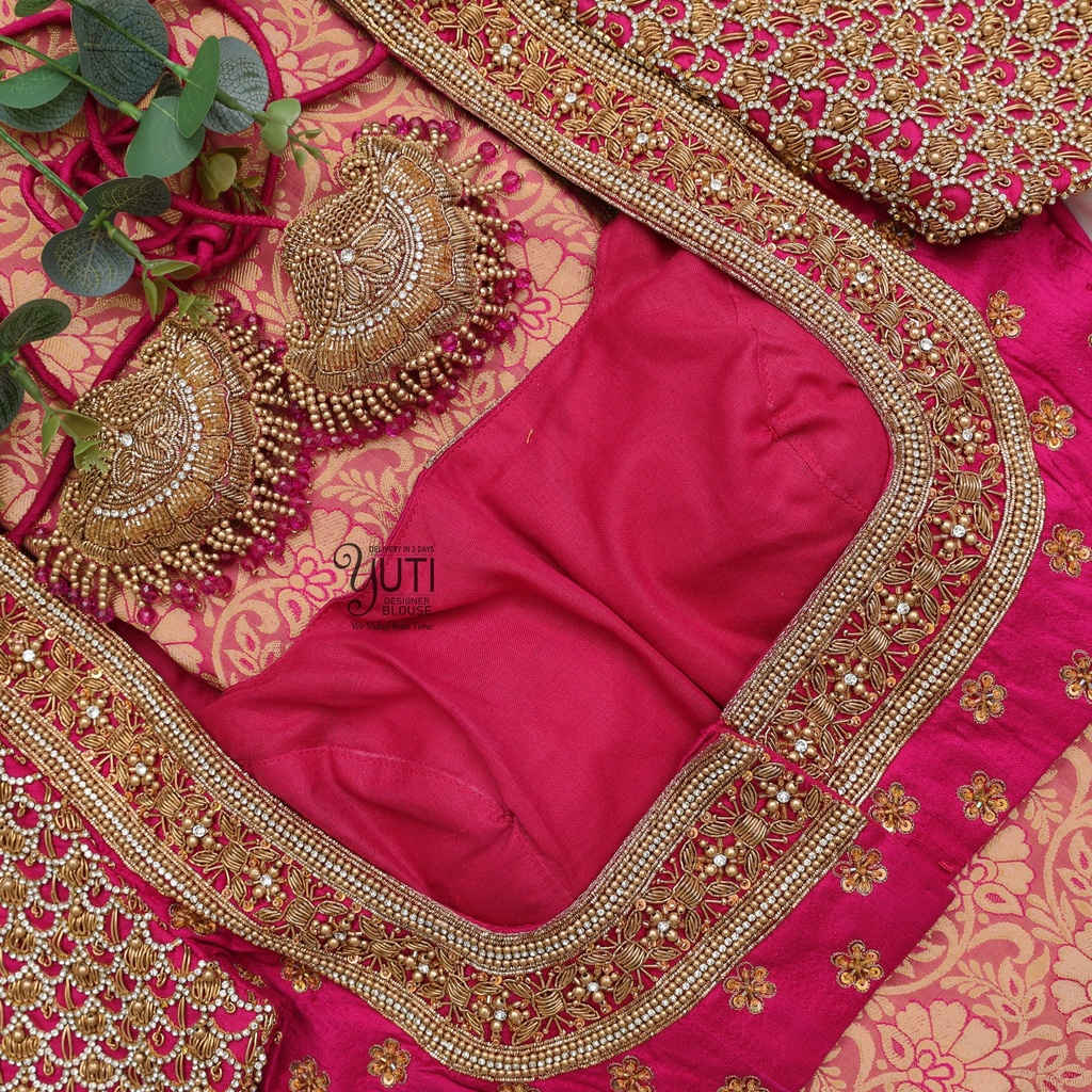 Pink scallop bridal blouse