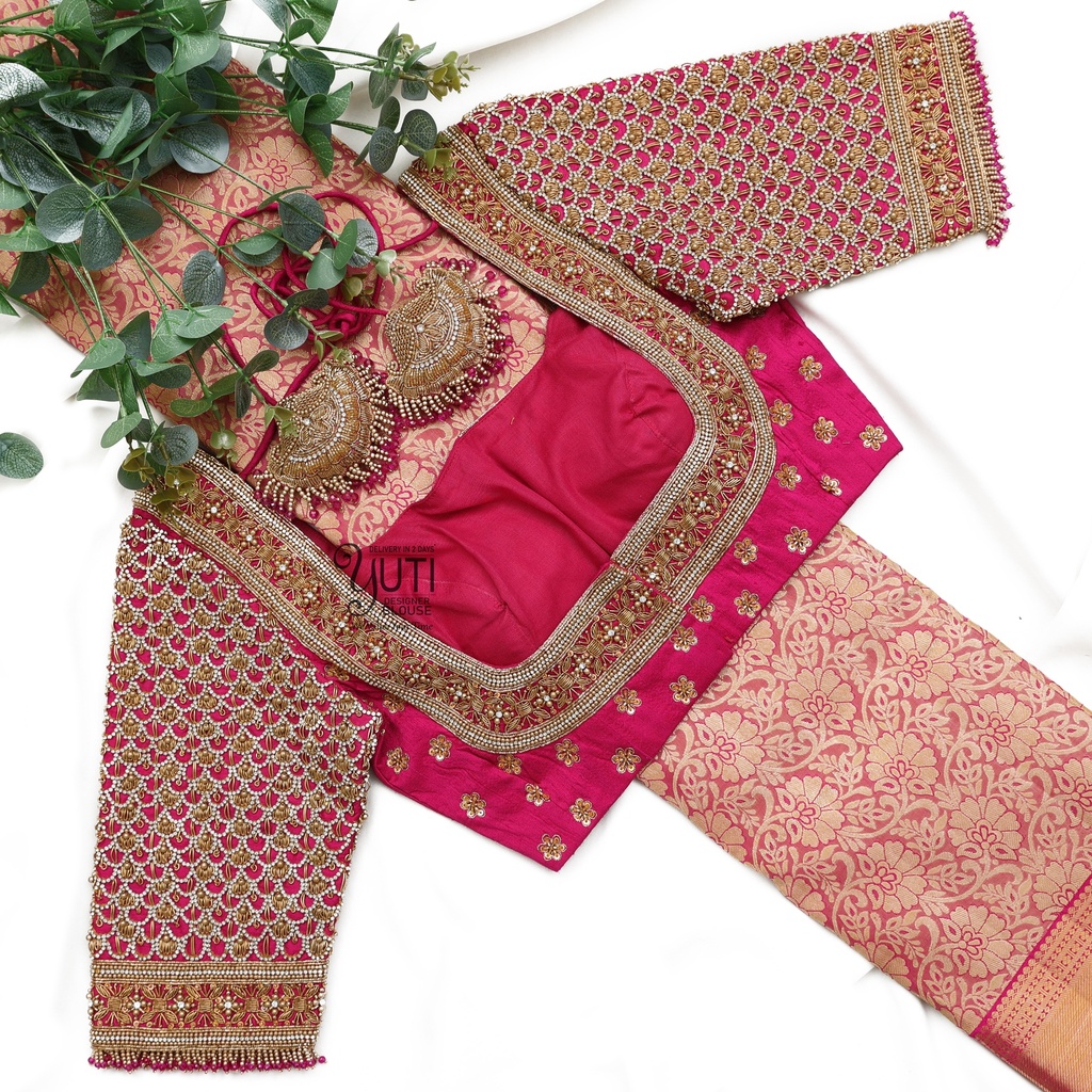 Pink scallop bridal blouse