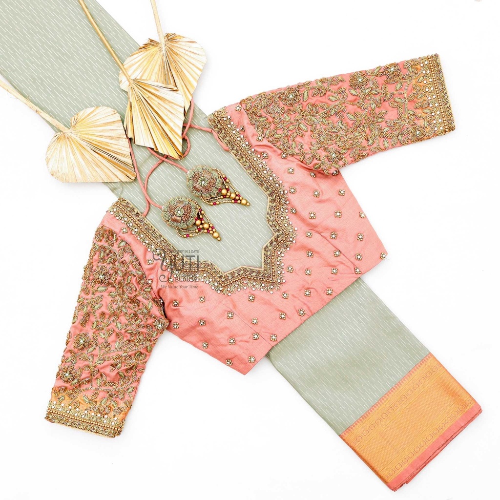 Peach floral bridal blouse
