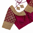 Maroon Zardosi checks bridal blouse