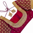 Maroon Zardosi checks bridal blouse