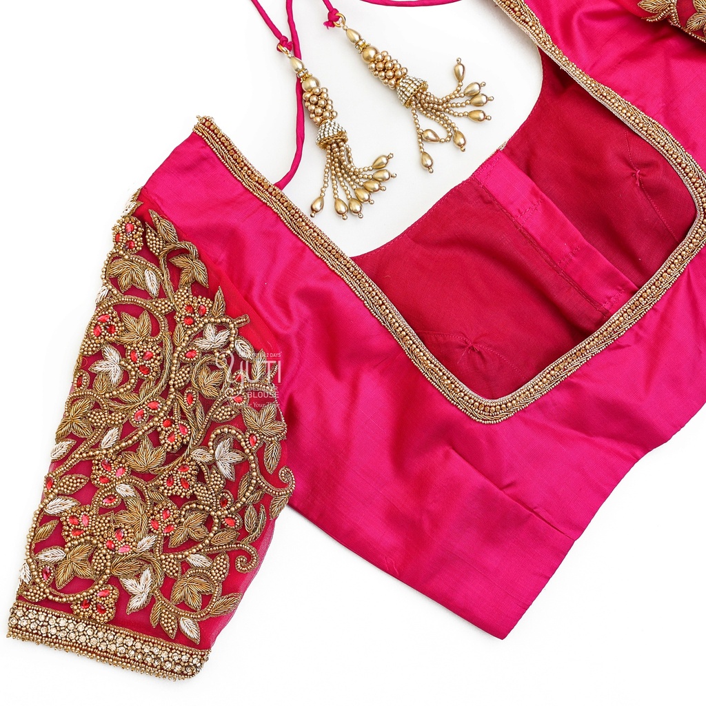 Pink cutwork floral design